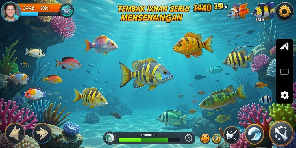 Tampilan gameplay 3446 yang seru dalam menangkap ikan.