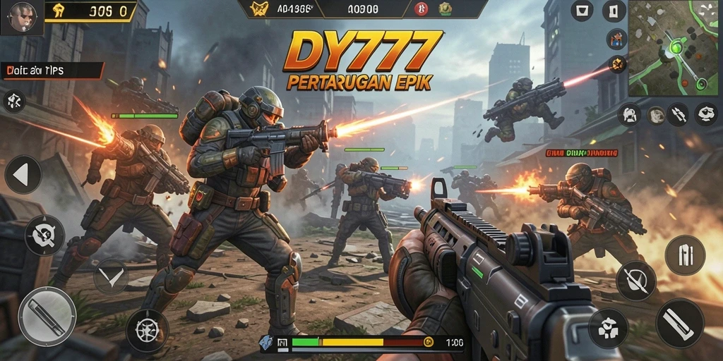 Gameplay menarik dalam DY777 dengan pertarungan TPS yang intens.