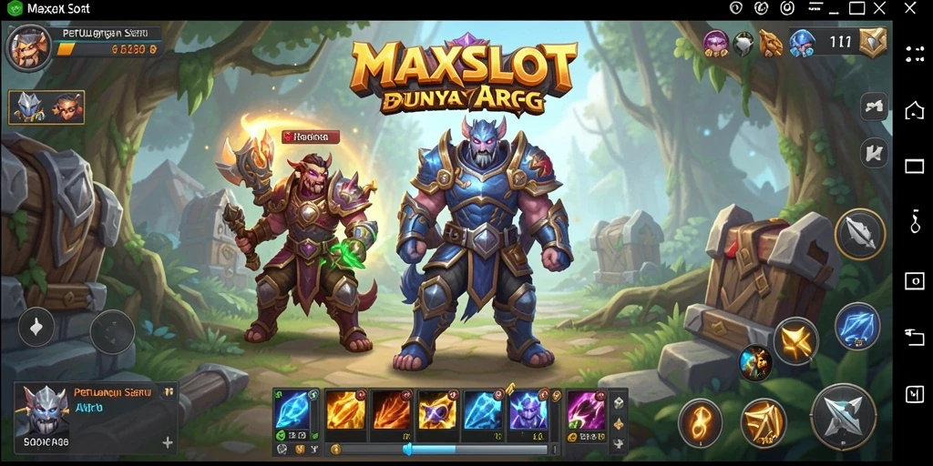 Tampilan gameplay <strong>MAXSLOT</strong> yang mengagumkan dengan aksi epik dan karakter yang beragam.