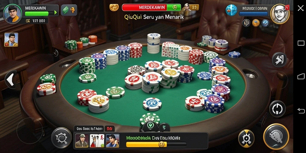 Tampilan gameplay seru dari permainan QiuQiu MERDEKAWIN.