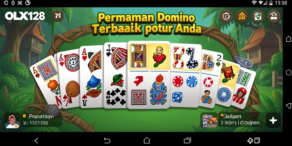Screenshot gameplay Domino OLX128 yang seru dan mendebarkan.