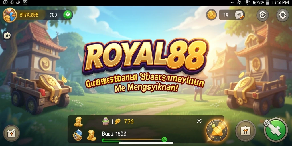 Screenshot gameplay ROYAL88 menampilkan karakter yang sedang mengumpulkan sumber daya.