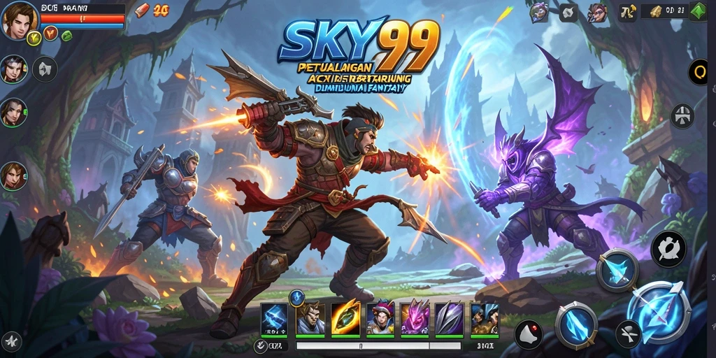 Tampilan gameplay seru dari SKY99 dengan karakter beraksi di dunia fantasi.